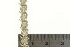 10K Yellow Gold 0.75 Ctw Diamond Classic Wavy Link Tennis Bracelet