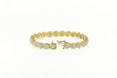 10K Yellow Gold 2.75 Ctw Round Diamond Cluster Tennis Bracelet
