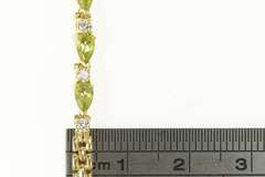 14K Yellow Gold Peridot Diamond Accent Classic Statement Bracelet