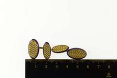 18K Yellow Gold Oval Woven Blue Enamel Men's Ornate Cuff Links