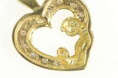 10K Yellow Gold Mother Child Diamond Heart Love Symbol Pendant