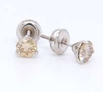 Popular White Gold 1.11ctw Champagne Diamond Stud Earrings