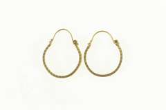 14K Yellow Gold Curved Bar Filigree Squared Edge Hoop Earrings