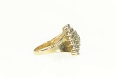 14K Yellow Gold 0.84 Ctw Marquise Diamond Cluster Bypass Ring