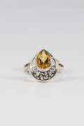 Sterling Silver Natural Citrine Gemstone Ring Size 7
