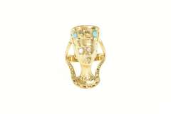14K Yellow Gold Diamond Queen Nefertiti Turquoise Egyptian Ring