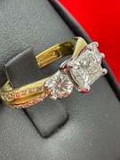CERTIFIED SCOTT KAT 19K AND PLATINUM DIAMOND ENGAGEMENT RING