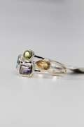Sterling Silver Natural Amethyst, Blue Topaz, Citrine, Peridot Gemstone Ring