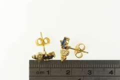 14K Yellow Gold Marquise Natural Sapphire Diamond Cluster Earrings