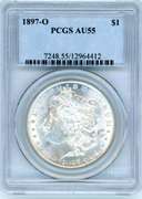 1897-O Morgan Silver Dollar in PCGS AU55
