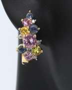 Handsome Yellow Gold Multi Color Gemstone Earrings