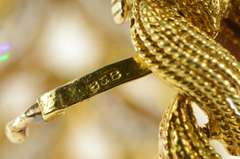 18K Yellow Gold 1950's 2.88 Ctw Diamond Braided Plait Thick Bracelet