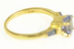 18K Yellow Gold Oval Tanzanite Sapphire Accent Engagement Ring