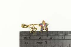 14K Yellow Gold Diamond Black Opal Inlay Star Loop Statement Pendant
