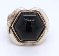 Trendy Two-Tone Sterling Silver Flli Menegatti Black Onyx Ring