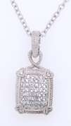 Judith Ripka White Sapphire Pave Square Pendant on Chain