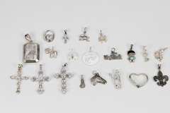 .925 Sterling Silver Pendant Lot (20 Pendants) Various Sizes & Styles