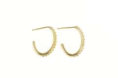 10K Yellow Gold Resin Studded Oval Statement Semi Hoop Earrings