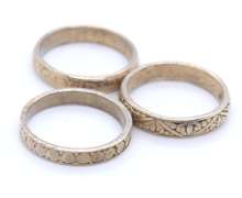 Group Lot of 3 Vintage 925 Sterling Silver Bands