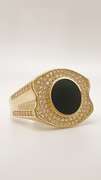 Men's 14kt Solid Yellow Gold, Onyx, & CZ Ring