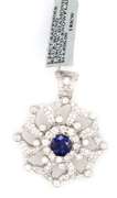 New 1.25ct Round Sapphire and 1.39ctw Diamond Snowflake Pendant in 18K