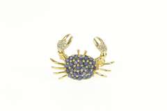 14K Yellow Gold Pave Sapphire Diamond Crab Statement Pendant