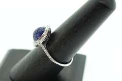 18k White Gold Gigantic Sapphire Cluster Semi-Sphere with Diamond edges and side stones