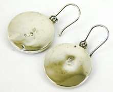 950 Sterling Earrings with Carved Wood Disks