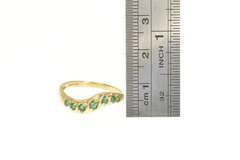 14K Yellow Gold Wavy Natural Emerald Statement Band Ring