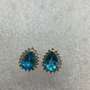 14K YELLOW GOLD TOPAZ AND DIAMONDS STUDS