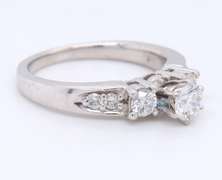 Divine White Gold Diamond Engagement Ring with Matching Band
