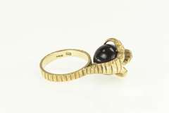 14K Yellow Gold 1940's Black Cat's Eye Dragon Eagle Claw Ring