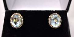 Brilliant 6.00CTW Topaz and 0.50CTW Diamond Earrings in Gold Plated Sterling Silver
