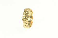 14K Yellow Gold 1930's Floral Blossom Pattern Wedding Band Ring