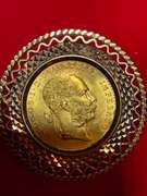 22K 1915 AUSTRIAN GOLD COIN SET IN 14K GOLD PENDANT / BROOCH