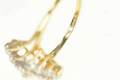 14K Yellow Gold Diamond Cluster Zig Zag Bypass Statement Ring