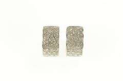 Sterling Silver Pave Diamond Filigree Ornate Statement Hoop Earrings