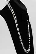 Men's 10.9mm Solid .925 Sterling Silver Flat Figaro Chain Link Italy Necklace 24"