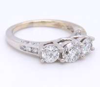 Incredible White Gold Channel Set accent 3 Diamond Ring
