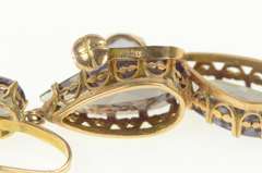 14K Yellow Gold Victorian Amethyst Pear Dangle Screw Back Earrings