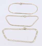 Group Lot of 3 Vintage 925 Sterling Silver Bracelets