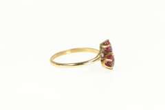 10K Rose Gold Victorian Bypass Two Stone Simulated Ruby Ring