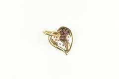 14K Yellow Gold Pave Ruby Diamond Accent Heart Love Charm/Pendant