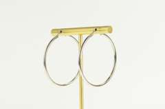 14K White Gold 41.4mm Classic Rounded Simple Hoop Earrings