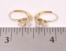 Delightful CZ Drop Earrings in 14K Yellow Gold
