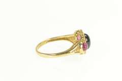 10K Yellow Gold Watermelon Tourmaline Cabochon Statement Ring