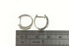 10K White Gold 0.30 Ctw Diamond Pave Statement Hoop Earrings