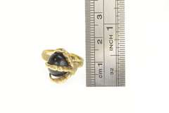 14K Yellow Gold 1940's Black Cat's Eye Dragon Eagle Claw Ring