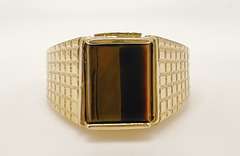 Men's 14kt Solid Yellow Gold & Tiger's Eye Ring
