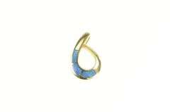 14K Yellow Gold Black Opal Inlay Loop Tear Drop Pendant